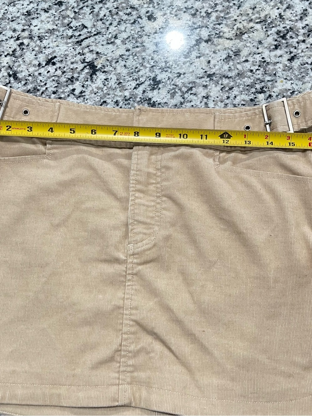 Armani Exchange Beige Corduroy Mini Skirt with Belt Detail | Size 10 - Picture 12 of 16